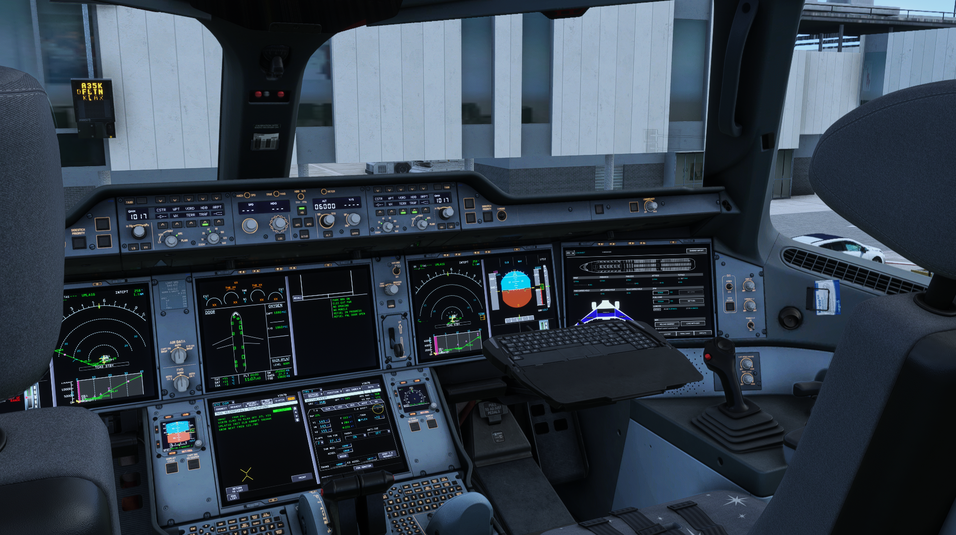 Airbus flight deck prepared for a VRGN flight