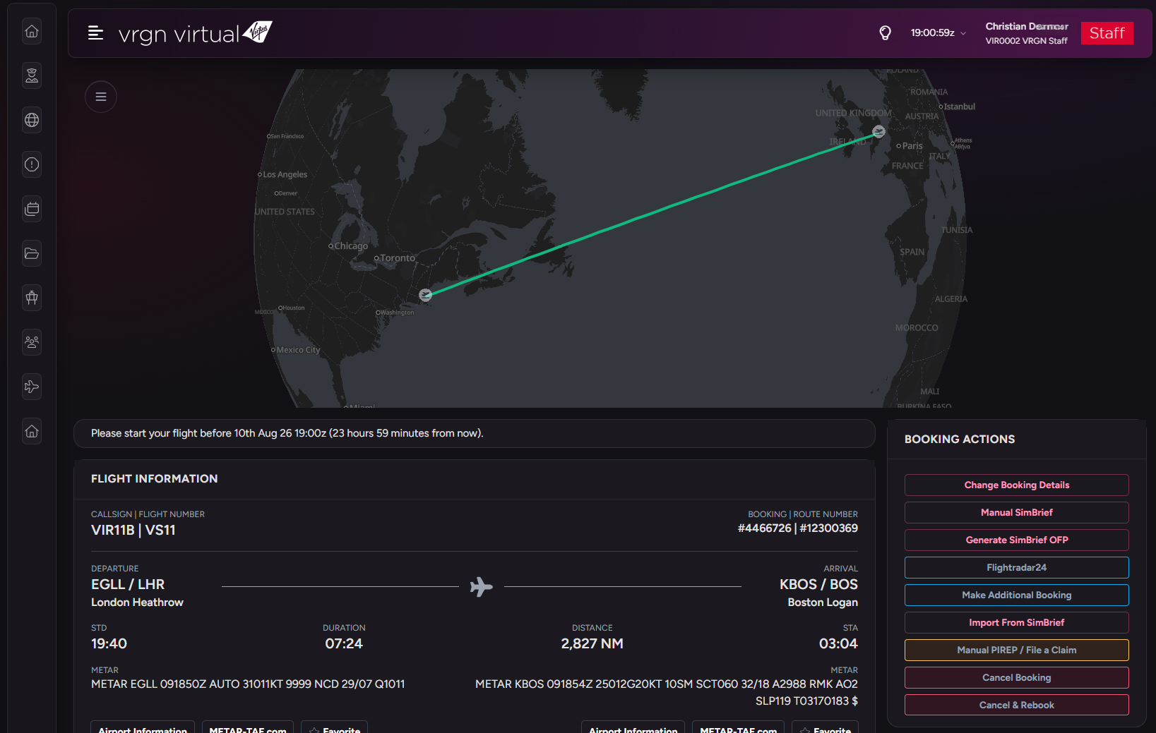 VRGN Virtual booking page in vAMSYS